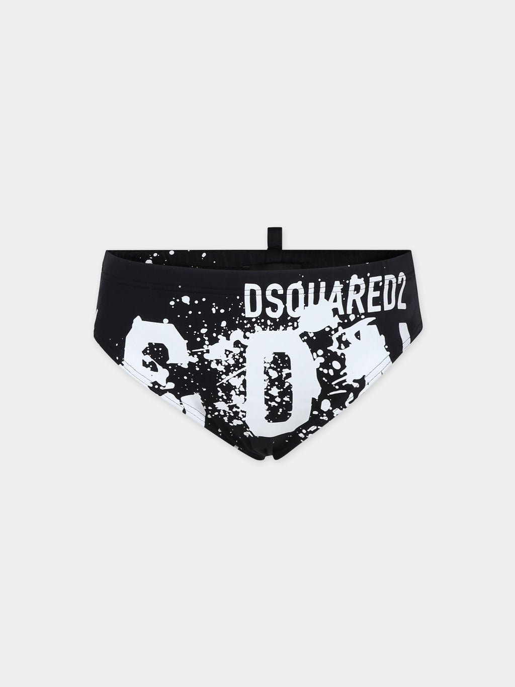 Black swim briefs for boy with logo